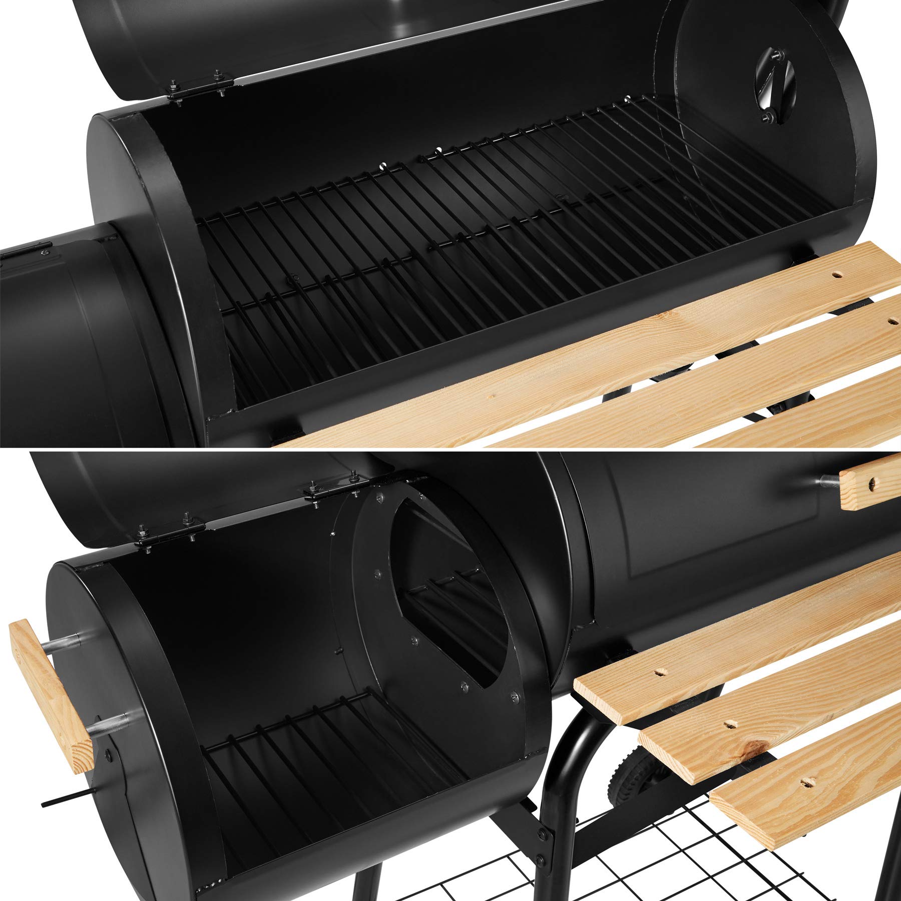 Chrome Plated BBQ Charcoal Smoker Grill with Temperature Gauge 71cm Cooking Height