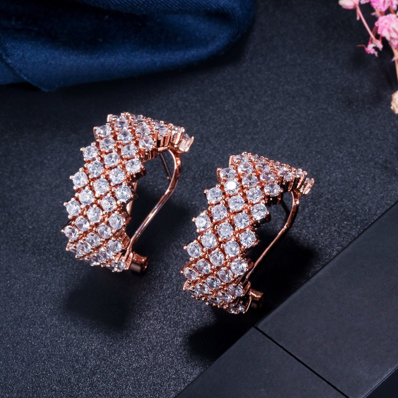 Sparkling Color Zirconia Hoop Earrings Paved Full Crystal Circle Earrings Luxury Women CZ Earring Jewelry