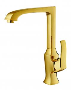 China SABS Light Gold Kitchen Mixer Faucet 1 Handle Deck Mounted Sink Mixer Tap wholesale