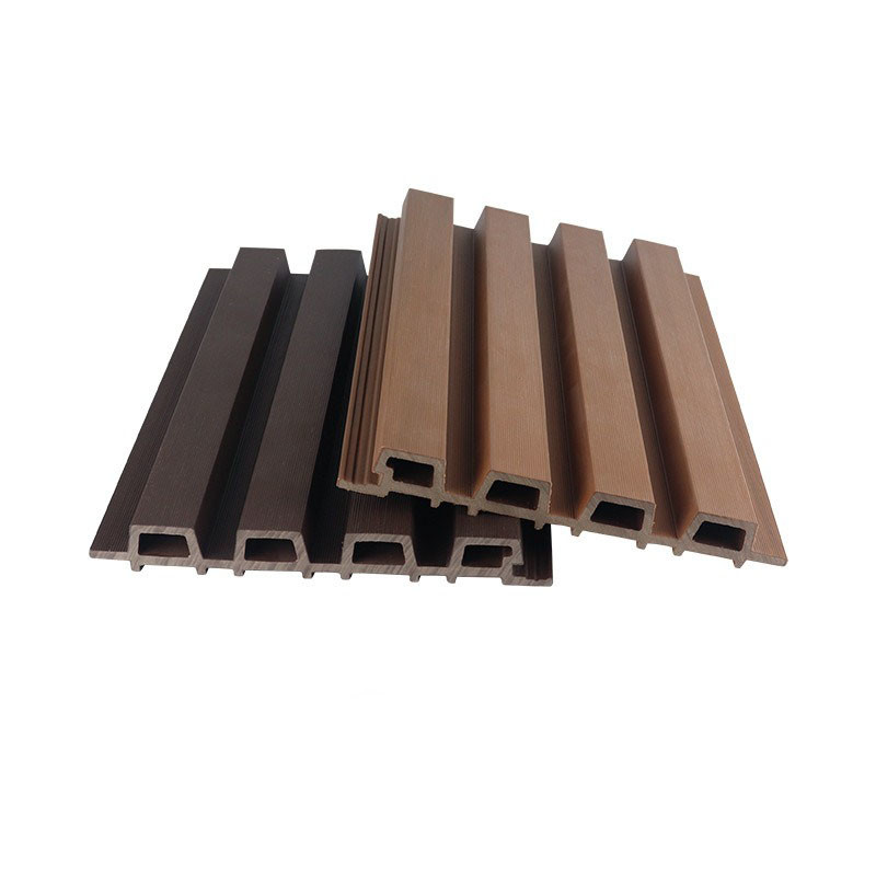 Brown 25x227mm WPC Cladding Wall Panel For Hotel Park Wood Plastic Composite Siding Grille Plank