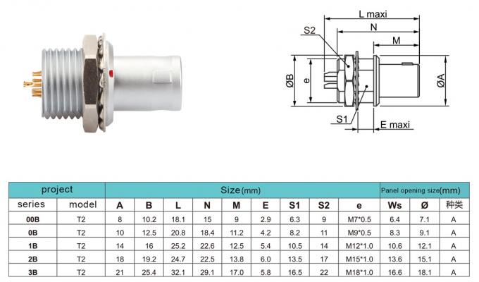Push-pull self-locking T2 8Pin circular connector panel fixed plug without locking device industrial solution 0