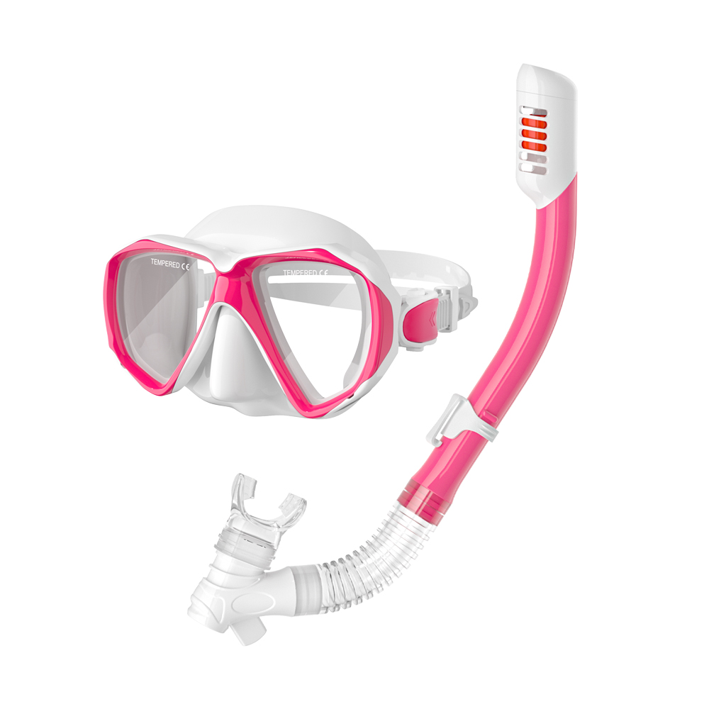 Dry Tube Diving Face Mask And Snorkel Equipment Black White
