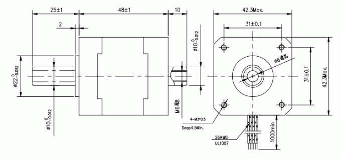 1.8deg 2.8v 1.68A 0.49N.M Nema17 42mm Hollow Shaft Stepper Motor 1