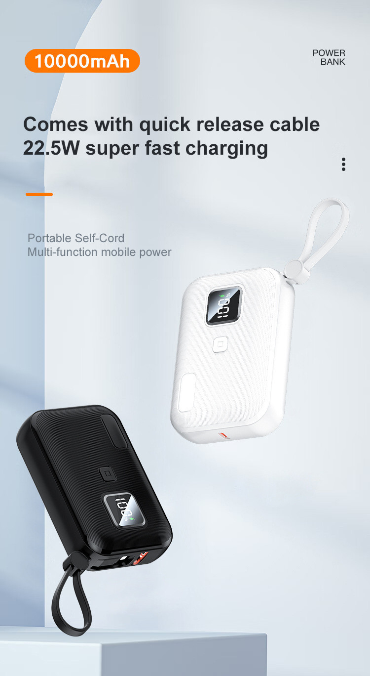 10000mAh Lightweight Mini Power Bank Wireless Charging Type C for On the Go Convenience
