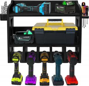 China Garage Cordless Power Tool Pegboard Hook Organizer with 2 Shelf Cordless Drill Storage on sale