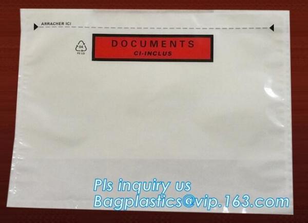 polyethene PE self-adhesive packing list document envelopes, PE packing list envelope, self adhesive closure packing lis