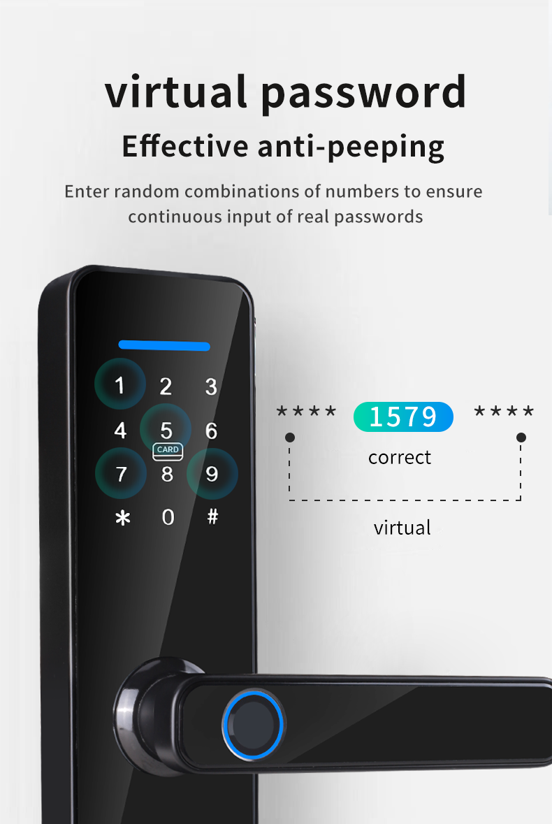 Tempered Glass Tuya Door Lock With Fingerprint S811 Password Smart Lock