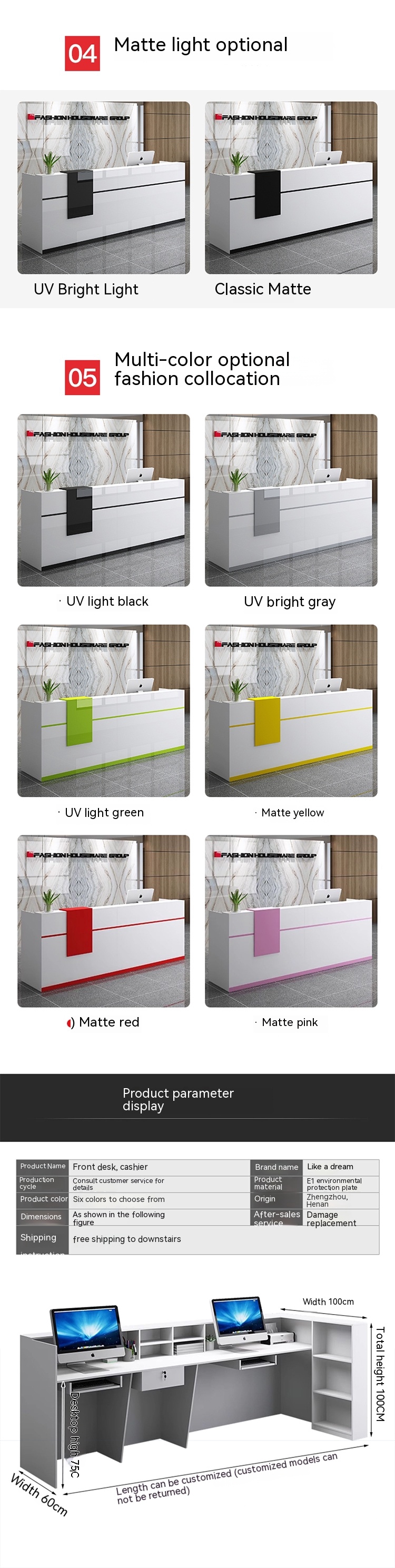 Front Desk Reception Consultation Customizable Simple Bar Cabinet for Company Cashier