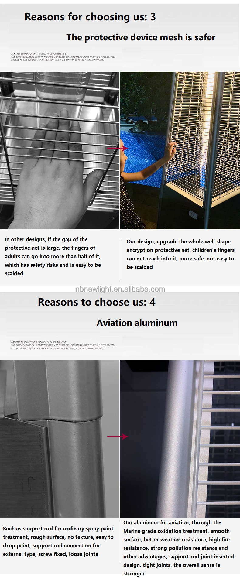 Style Glass Tube Outdoor Gas Heater with Stainless Steel Construction and Propane Fuel