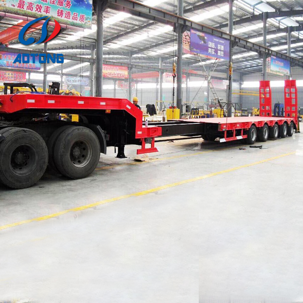 100ton Detachable Gooseneck Dropdeck Semi-Trailer for 5 Axle Steering Low Bed Trailer