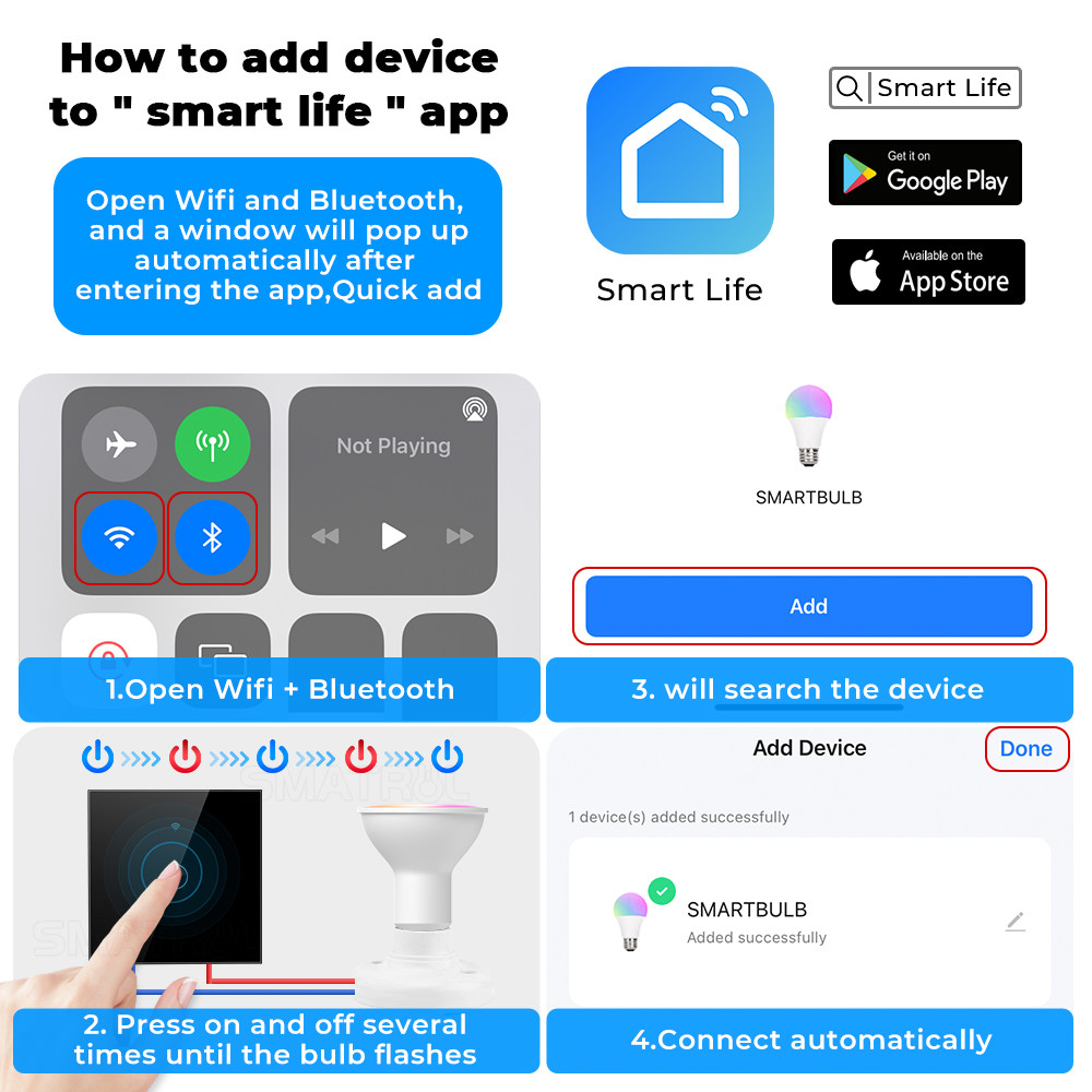 Smart Bulb RGBCW 5W Dimmable Lamps Remote control Work with Alexa Google Home Tuya GU10 WiFi Smart Light LED Bulbs