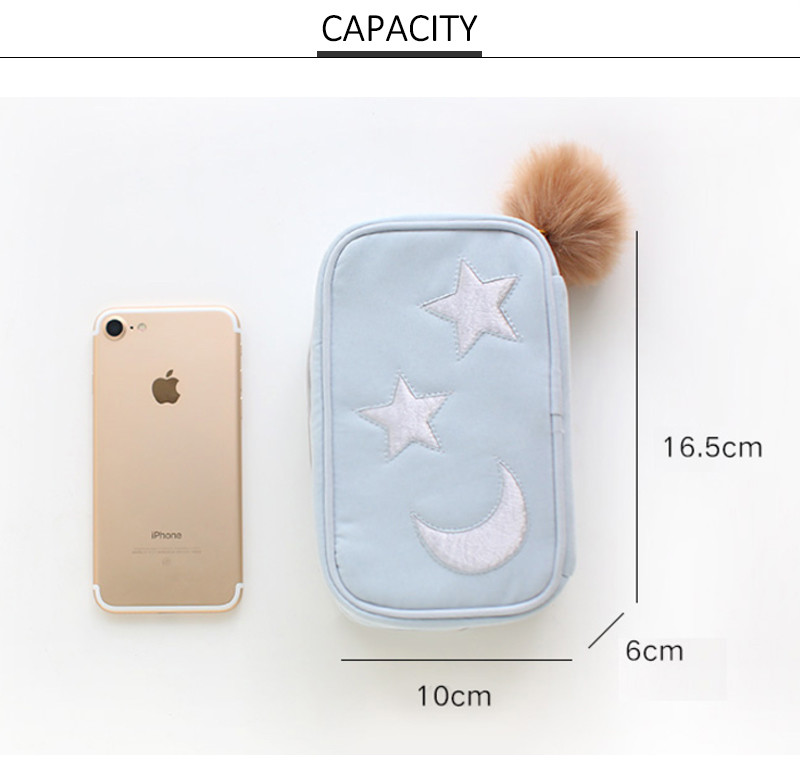 Travel Cosmetic Bag Star Moon Handy Cosmetic Pouch Clutch Makeup Bag