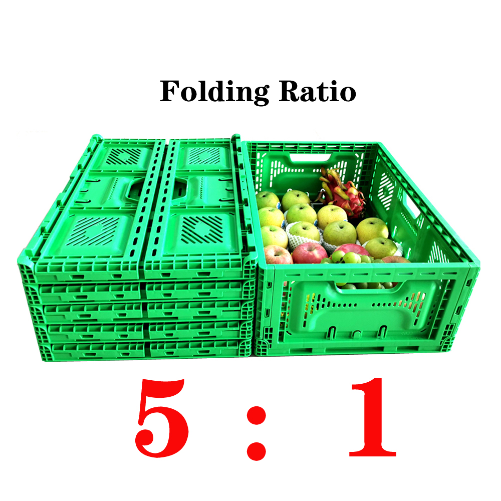 Collapsible Stackable Plastic Crate for Easy Transportation of Agricultural Goods