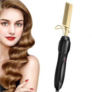 China Gold Plated 410F 45w Heated Styling Comb Titanium Straightening Comb wholesale