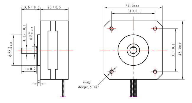 China hybrid Short Body Nema 17 Bipolar Stepper Motor 20mm body 0.8A 100mN.m DIY CNC Extruder