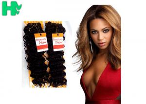 China Deep Wave Natural Human Hair Extensions / Curly Human Hair Weave on sale