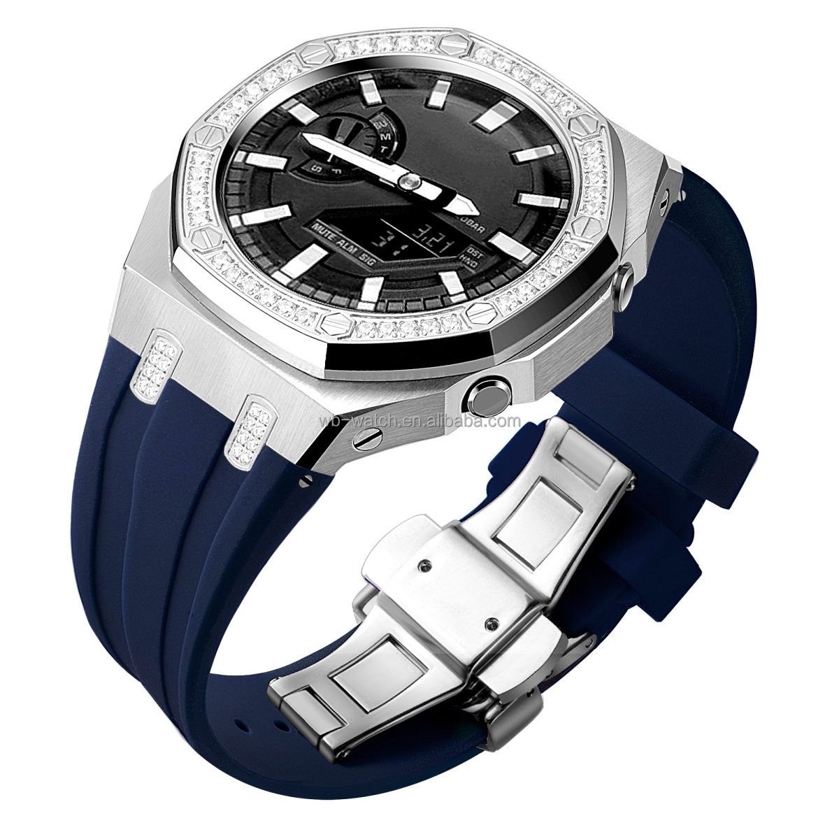 Custom Luxury Mod Kit Silicone Band And Stainless Steel Watch Case For Casioak Ga 2100