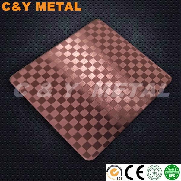Quality Decorative stainless steel sheet with hairline,etching and red-wine colors for sale