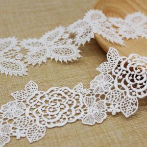 China Cluny Flower 7cm Polyester Embroidery Lace Trim on sale