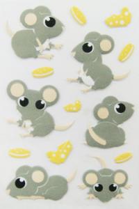 China Multi Colored Funny Puffy Animal Stickers For Boys Fancy Cartoon Mouse Shape wholesale