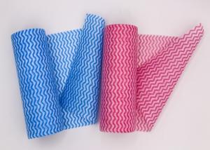 China Colorful Wavy Line Spunlace Nonwoven Disposable Cleaning Cloth Roll 50gsm on sale