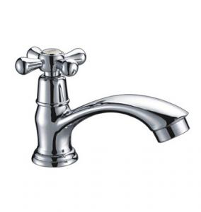 China Chrome Kitchen Wash Basin Tap Faucets , Ceramic Polished Brass Single Lever Basin Mixer wholesale