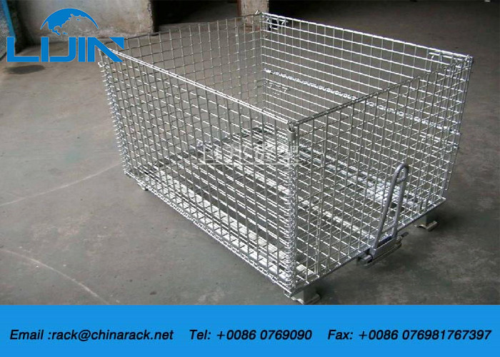 Workshop Metal Wire Mesh Cages , Galvanized Wire Folding Wire Container