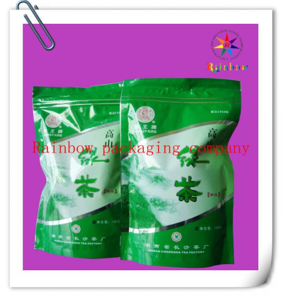 Quality k Bottom Gusset Plastic Bag Packaging , Green Tea Packaging Bag for sale