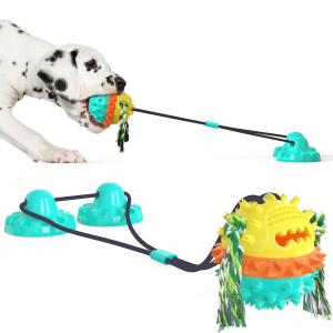 China Natural Rubber Dog Chew Toy TPR Indestructible Suction Dog Tug Of War Toy wholesale