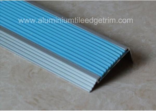 Quality Non Slip Aluminum Stair Nosing , Metal Stair Nose Trim With Insert PVC Rubber for sale