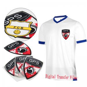 China Custom DTF Flock Logo for polo tshirt Digital Transfer Film Soccer Jersey Series Heat Press Football Clothing Stickers wholesale