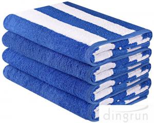 China Stripe Cotton Bath Towels Plain Woven 30 &quot; X 60 &quot; High Absorbency For Swimming wholesale