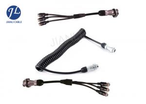 China Coiled 7 Pin Trailer Vision Systems Cable With Plastic Plug For 3 Camera Video wholesale