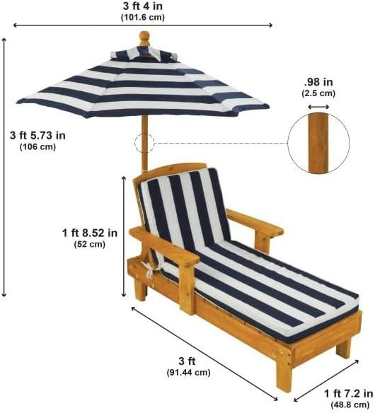 Outdoor Patio Adjustable Wood Chaise Lounge Recliner | Textilene Lounge Chair |