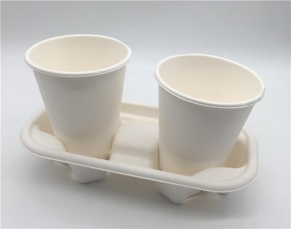 Sugarcane 218x110x47mm 2 Compartment Drink Carrier Tray