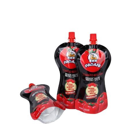 Custom softtextile screw cap pouch plastic spout bags for Sauce pouch