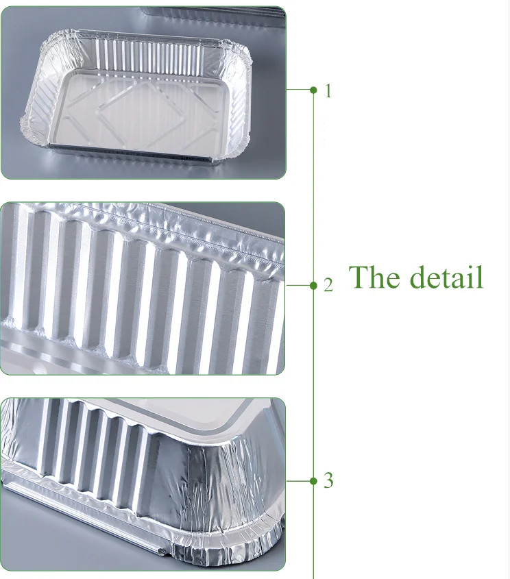 Container 380ml Aluminum Foil Lunch Box Tray With Lid Rectangle / Round