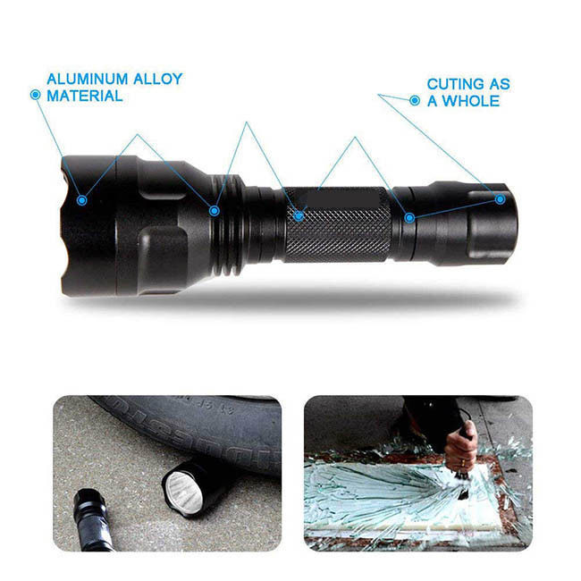 IP67 Waterproof Tactical Led Torch 200 M Irradiation Distance 45*145 Mm