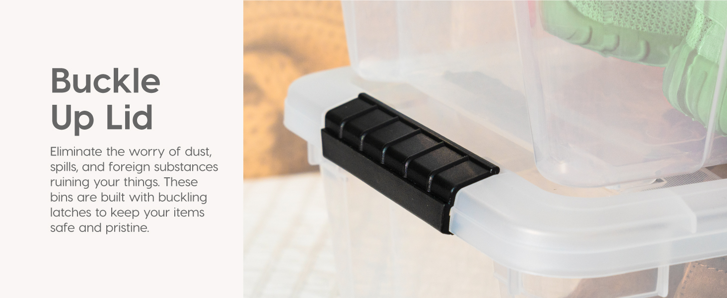 Buckle-Up Latches to secure lid.
