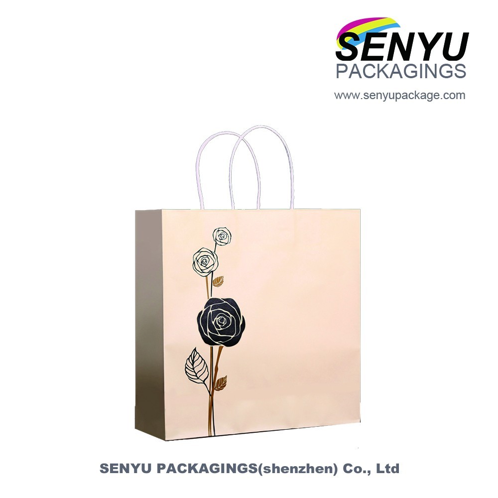 Custom Printed Paper Bags with Handles For Business Shopping Recycled