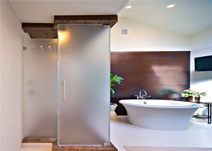 Decorative Acid Etched Frosted Glass Sheets For Stair Railing / Shower Rooms