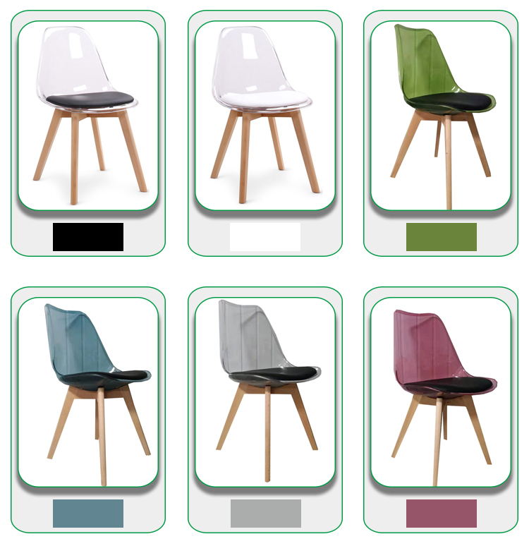 Nordic PC Transparent Acrylic White Plastic Kitchen Chairs For Cafe