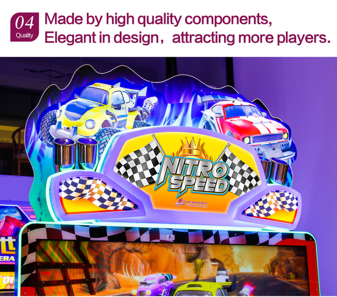 800W Electric Car Racing Arcade Game Machines With 4 Players Seater