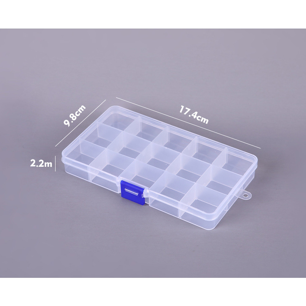 Blue Lock 15 Grid Plastic Organizer Box Removable Divider Craft Storage