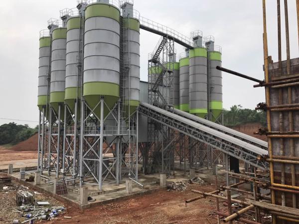 Stationary Silo Readymix Cement Concrete Batching Plant Heavy Duty Wear
