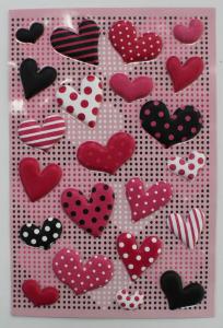 China Small 3D Heart Shaped Stickers , PVC PET EVA Puffy Heart Stickers For Envelopes  on sale