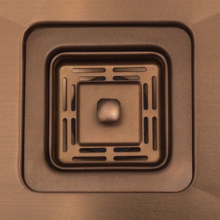 Copper Basin Single Drop In Kitchen Workstation Sink Square downspout Drainer
