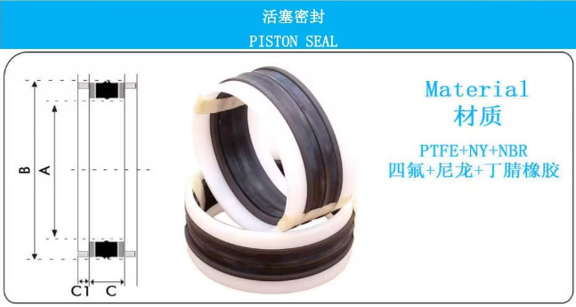 300Bar Double Acting Piston Seals Hydraulic Cylinders NCF Seal TPM Type Seal