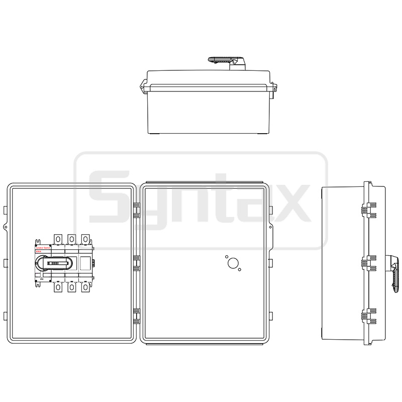 Syntax JK9A Wall Mounted Distribution Box With 3 Poles 400AMP ABB Disconnect Switch 430x530x200mm