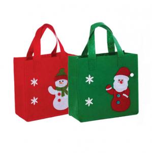 China 2021 new hot selling  Christmas Santa  felt tote bag reusable woman  shopping bag handle bag for Christmas gift on sale